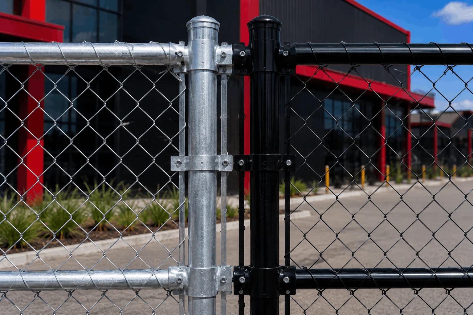 Galvanised and powder coated fence pipe comparison