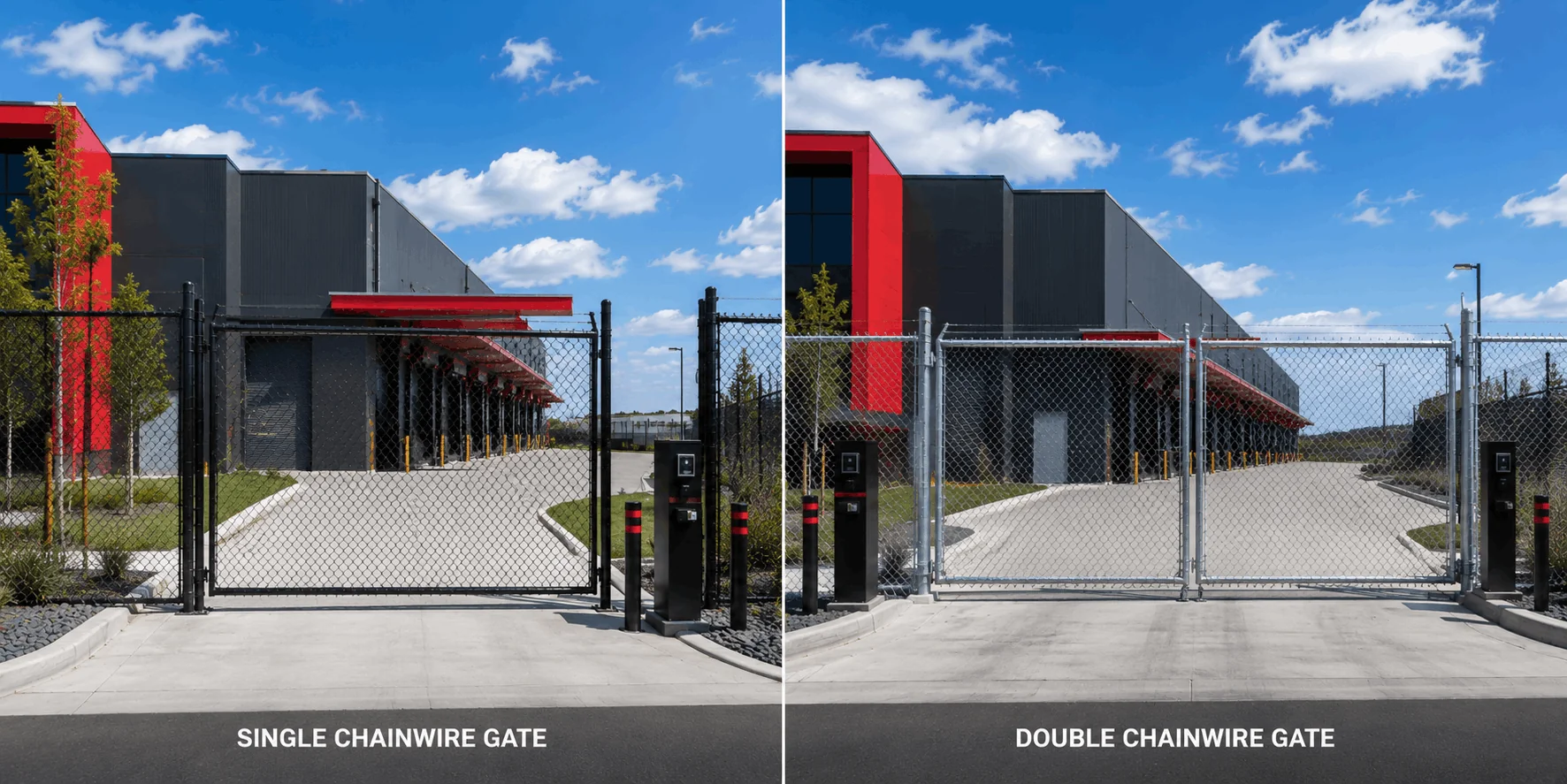 Single vs double chainwire gates comparison for commercial and industrial access control.